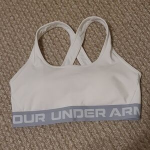 Under Armour Women's Cream Sports Bra with Gray Band